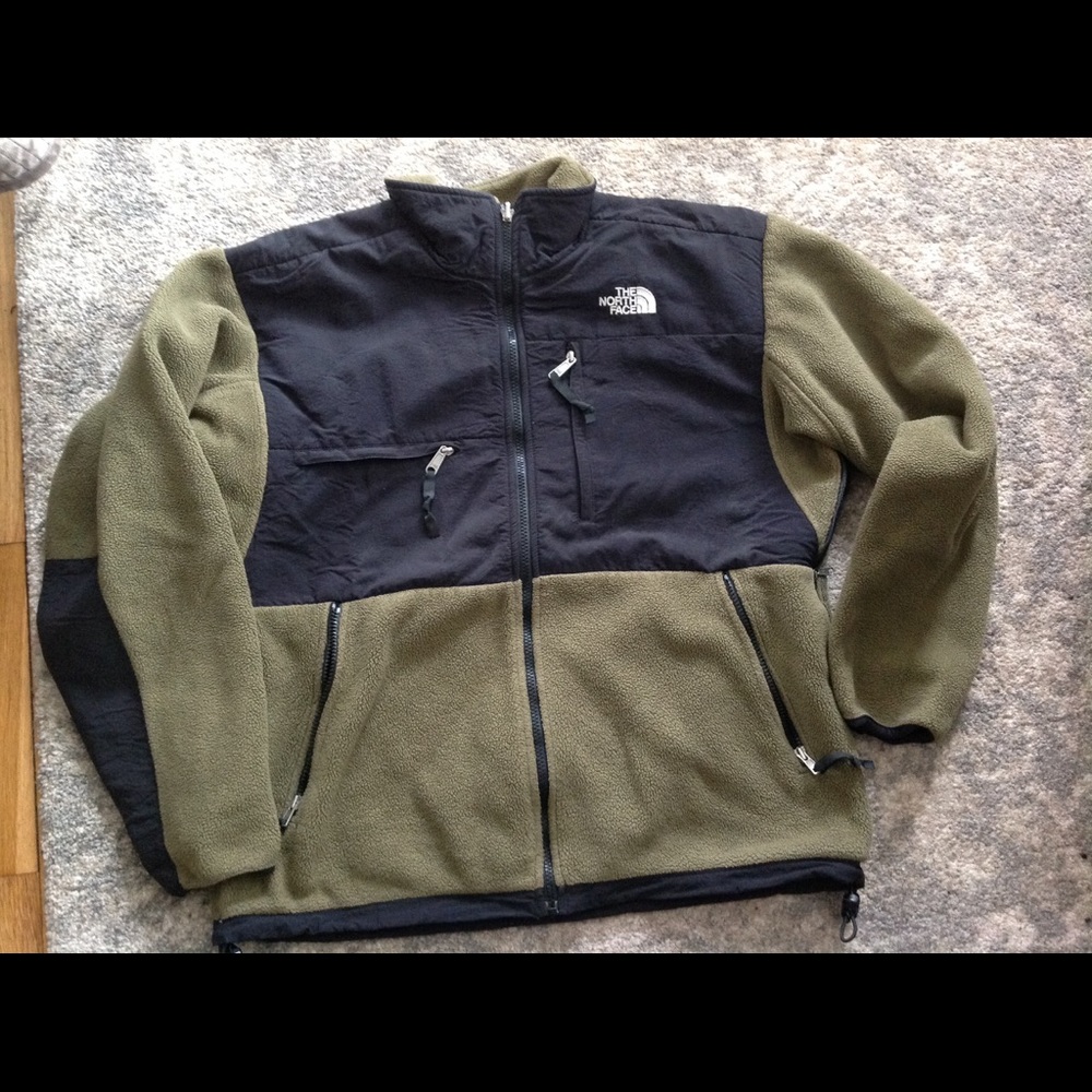 North face mens Denali fleece jacket green SZ Med